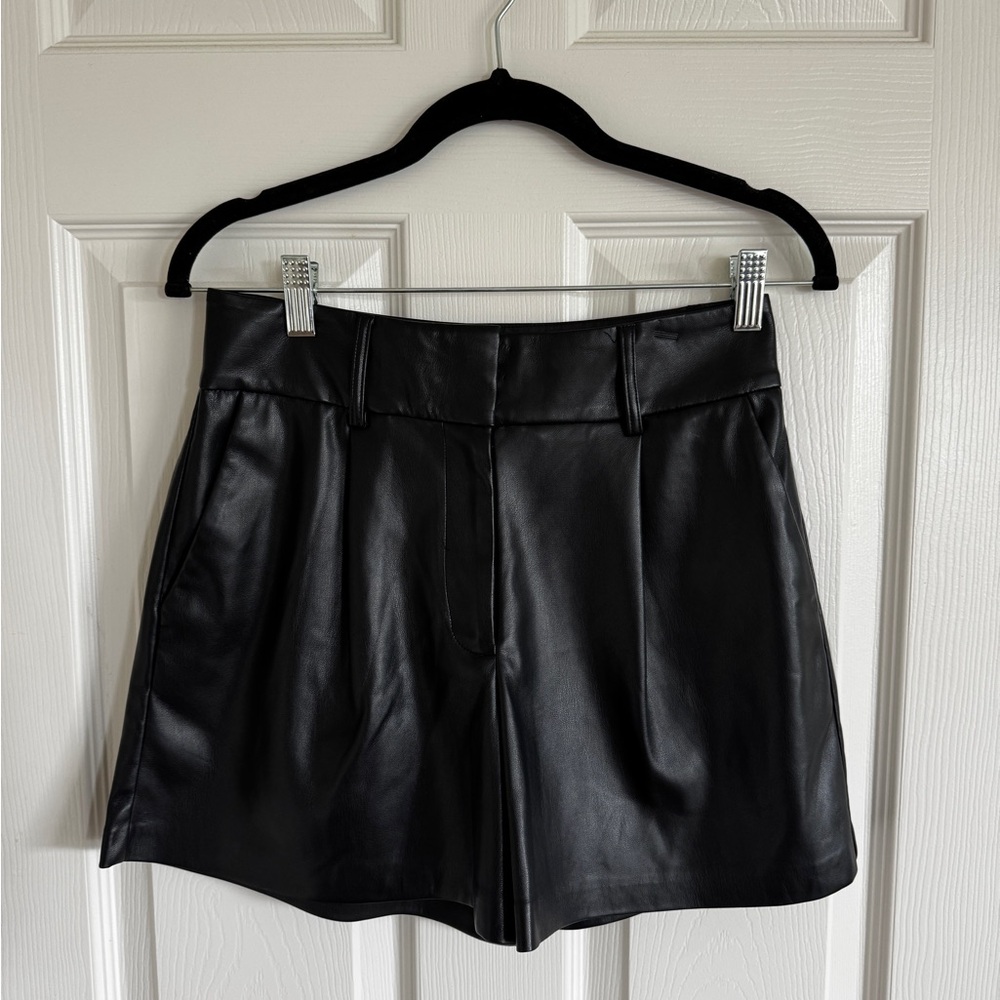 Black Faux Leather Women's Shorts